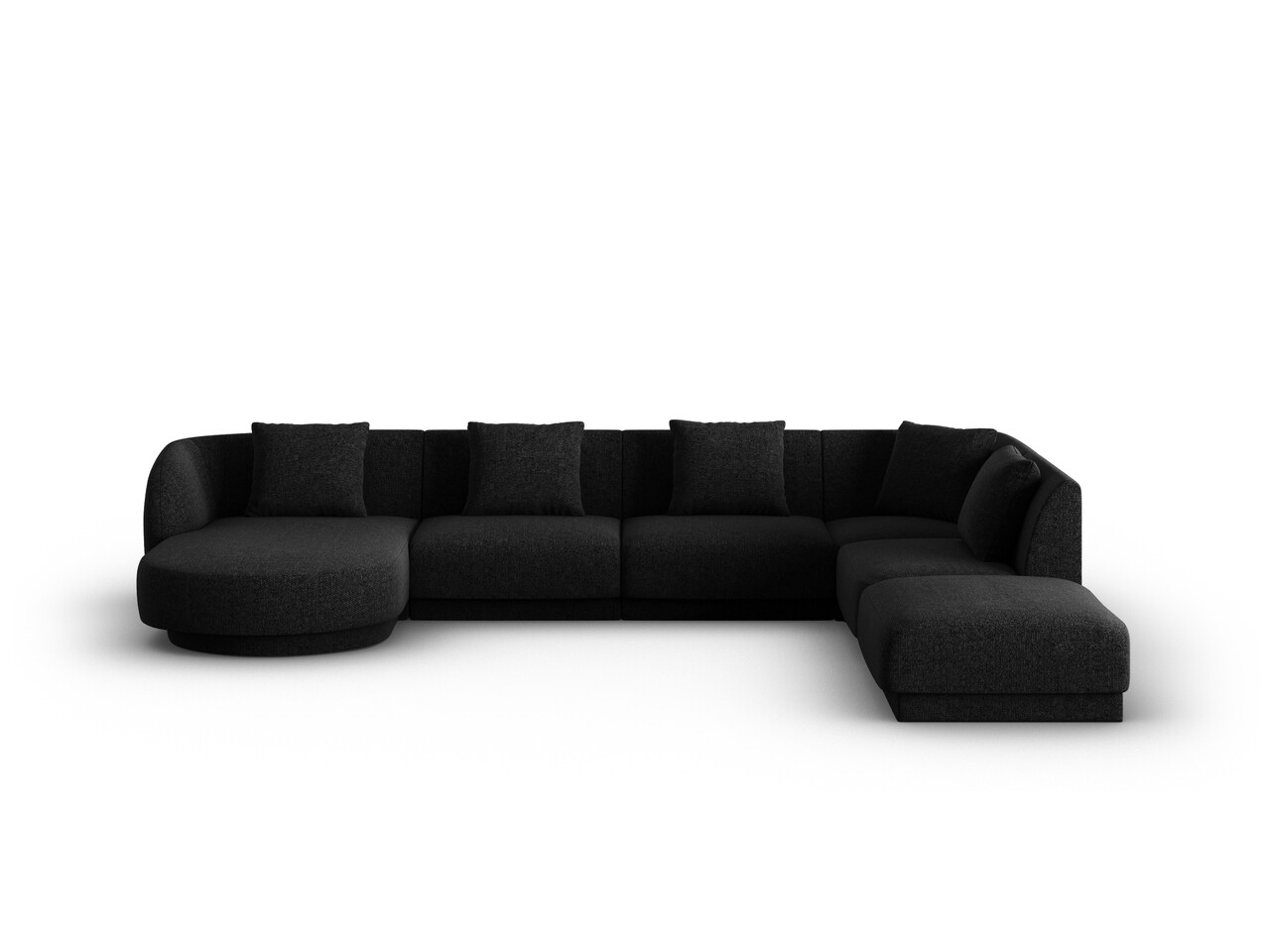 Coltar panoramic dreapta 6 locuri, Tulum, Cosmopolitan Design, 330x255x70 cm, tesatura chenille, negru - imagine 6